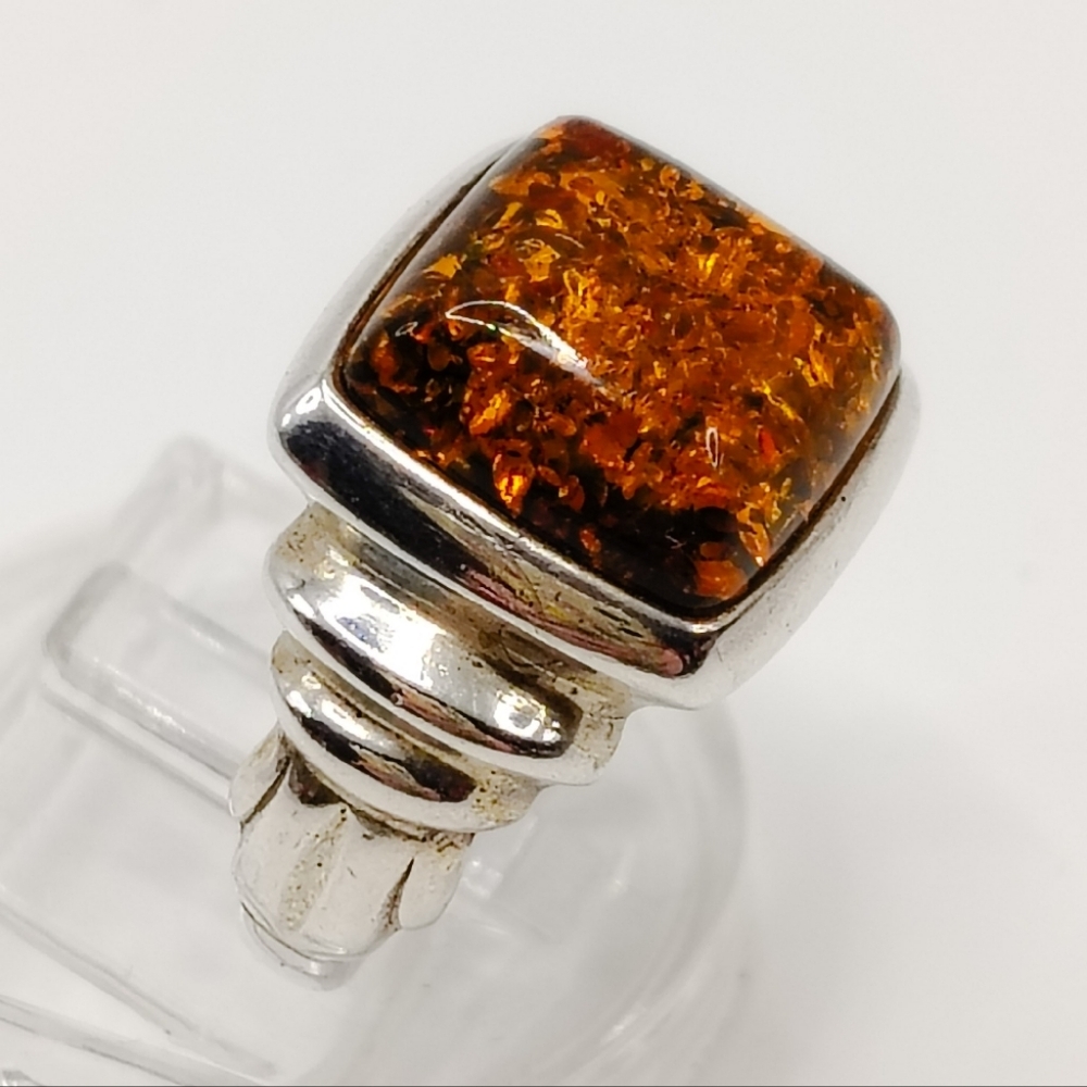 Vintage Baltic Amber Silver Ring - image 7